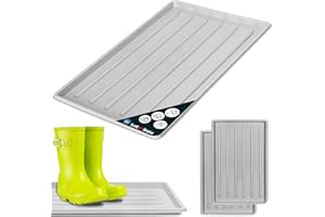 ‎KOTARBAU KOTARBAU® 2er Set Schuhabtropfschale 45x30 cm Abtropfmatte Schuhe Grau Schuhmatte Abtropfmatte Kunststoff Schuhwanne Schuhablage Winter Schuhunterlage Schuhtasse Schuh Unterlage Abtropfwanne Schuhe