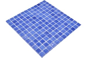 CONWIRE Azulejo de mosaico para piscina SPAIN azul oscuro - 1 unidad - 316 x 316 mm - Vidrio - Resistente a la humedad - Tradicional - Cuadrado - Pulido - Pegar