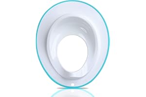 DR. WELLTHY Toilettensitz für Kleinkinder (Weiß mit blauem Rand) - Toiletteneinsatz für kinder - Kindertoilettensitzaufsatz - Klositz - Kindersitz Toilettenaufsatz Baby Wc Sitz - Trittstufe - Klobrille