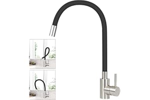 Mursche Bateria kuchenna, czarna, armatura kuchenna: wysokociśnieniowa armatura z wężem, wyciągana armatura zlewozmywakowa, elastyczna bateria kuchenna obracana o 360°, bateria mieszakowa, stal