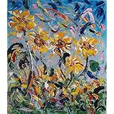 Ölgemälde auf Leinwand, moderne abstrakte Kunst, ursprünglich signiert, modernes Design, Malerei, moderne Gemälde Öl auf Leinwand, Malerei, einzigartig, abstrakt, handgemalt - - Girasoli 80x60cm-