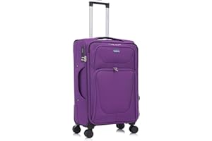 Aerostar Medium 26” Lightweight Softshell Expandable Suitcase, Integrated Combination Lock, 4 Wheels Check in Luggage for 15 to 20kg (Purple Haze, 78 litres)