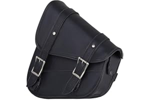 Dream Apparel Motorcycle Swingarm Bag with Black Leather, Swing Arm Bag Motorcycle Saddlebag Left Side Tool Bag Fit for Softail/Triangulated Swingarm Models Dyna Low Rider Fat Bob