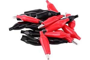 Haosie Pinzas Cocodrilo, 20 pcs 28 mm Pinzas Cocodrilo Electronica, Mini Pinza de Cocodrilo con Manguito Aislante de PVC, para Comprobar Instrumentos de Sonda