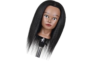 WUUISDNX Effiziente Haarstyling Übungspuppenkopf Schaufensterpuppe mit sicherer Klemme, 14 Zoll Hellschwarz