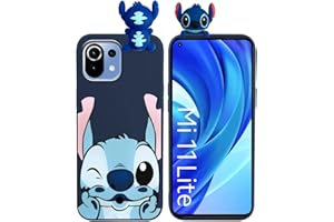 Omyzo Funda Compatible con Xiaomi Mi 11 Lite 4/5G 6,55",Carcasa Silicona con Stitch Dibujos Animados Anime Patrón 3D Doll,Carino Suave TPU Antigolpes Case Fundas para Xiaomi 11 Lite 5G NE