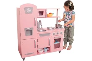 KidKraft Cuisine Enfant en Bois Vintage Rose, Dinette avec téléphone, Jeu d'imitation, Jouet Enfant dès 3 Ans, 53179 [Exclusif Amazon]