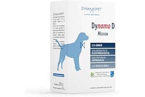 DYNAMOPET | Dynamo D Medium - Alimento Complementare per le Naturali Difese dell'Organismo dei Cani, Confezione 20 bustine da 10 g - una Bustina ogni 20 kg di Peso dell'Animale
