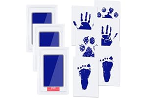 Vicloon Zestaw odcisków dłoni i stóp dziecka, do nadruku łap zwierząt domowych z 3 podkładkami atramentowymi i 6 kartami z nadrukiem
