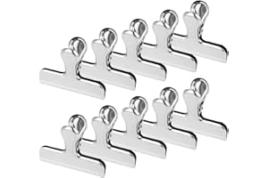 FLEARITZO 10 Stück große Verschlussklammern Metallklammern Clips Edelstahl-Verschlussklemmen starke Federkraft ideal für Küche Büro und Schule（77mm)