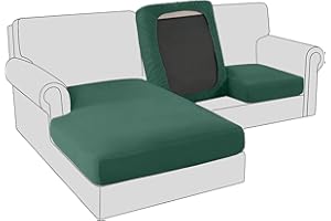 BXFUL Sofa Seat Cushion Covers, Stretch Velvet Sofa Cushion Slipcovers, Couch Cushion Covers Replacement for Individual Cushion with Elastic Fabric (Large 2-Seater,Dark Green)