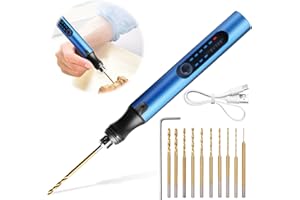 Sporgo Mini trapano elettrico a mano: mini trapano elettrico a 3 velocità, ricaricabile USB, con 10 punte, per legno, resina, creazione di gioielli, plastica, circuito stampato, pelle
