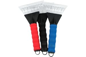 OTAIVE 3 Pcs Ice Scrape-r with Soft Grip,Car Snow Frost Ice Removal Tool,Indestructible Windscreen Scrape-r Will Scrape Frost And Ice From Windscreens Snow Shovel,Car Essentials for Winter(Red,Black.Blue)