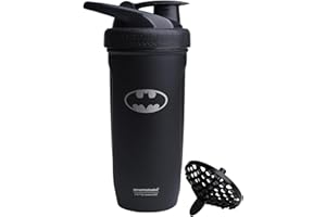 Smartshake Justice League Reforce Shaker Bottiglia 900 ml, DC Comics in acciaio inox, regalo Batman per uomo, logo Batman