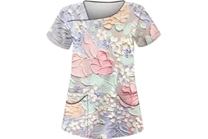 SAYMANY Damen Pfleger Schlupfkasack Kurzarm Kasack Rundhals T-Shirt Tuniki Bluse Krankenpfleger Kosmetikerin Uniform Hospital Pflegeheim Schlupfhemd Berufskleidung Schlupfhemd Damen Medizin Uniform