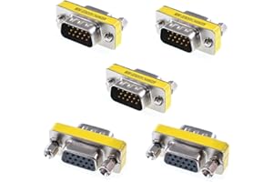 Oiyagai Lot de 5 Câbles Adaptateurs HD DB15 VGA Mâle vers Femelle Null Modem, Changement de Genre