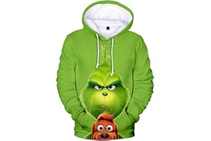 WINKEEY Sudaderas de Navidad para Mujer Divertida Suéter con Estampado 3D con Capucha Hoodie Unisex