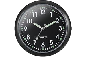 DNSHAN Luminous Car Clock for Dashboard Mini Digital Timer Stick-on Quartz Clock for Automotive Boat Bike Home Safe Small Round Clock for Car Decoration & Travel Accessories Gifts for Men, Black