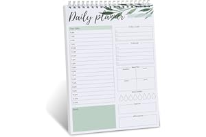 GOLDPEI To Do List Notepad - Undated Daily Planner Pad with Hourly Schedule, 52 Tear Off Spiral checklist notepad with Hourly Schedule Goals Meal Plan Water Intake Exercise