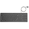 HP 150 Wired Keyboard, Quick, Comfy and Ergonomically Design, 12Fn Shortcut Keys, Plug and Play USB Connection and LED Indicator, 3 Years Warranty