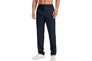 LVCBL Pantalon Chino Stretch pour Homme - Coupe Droite - Couleur Unie - avec élastique à la Taille