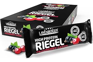 ‎LAYENBERGER Layenberger High Protein Riegel - Fitness Power Bar, viel Eiweiß, wenig Zucker - 18er Pack (18 x 35 g) - Cranberry-Cassis