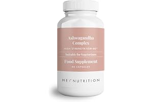 Hey Nutrition Ashwagandha Complex 9000mg Supplement - High Strength KSM-66 - Boosts Mood & Energy - Reduces Stress - UK Manufactured - All Natural, Non-GMO - 60 Vegan Capsules