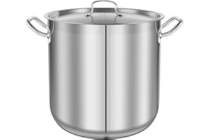 NutriChef Pentola da 40 Litri in Acciaio Inox, Adatta per Induzione, con Coperchio e Manici Rinforzati, Distribuzione Uniforme del Calore, Compatibile con Tutti i Piani Cottura