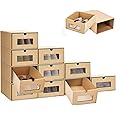 Youyijia 10PCS Shoe Storage Boxes Cardboard Shoe Boxes with Lids Shoe Containers Stackable Drawer Foldable Shoebox with Visible for Shoes File Dress or Toys Storage