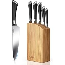 Fimaten 6-teiliges Messerblock Set - Mit Schärfer & Verschiedenen Küchenmessern