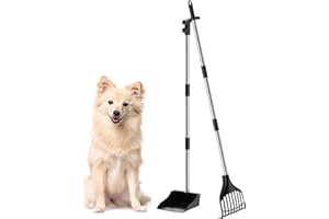 Lifewit Plastikowy podkład dla psów na podwórku, lekka, przenośna szufla na odchody dla małych/średnich psów, regulowany zestaw szufli na długim, metalowym drzewcu do trawników, podwórza, trawy