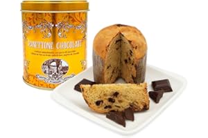 Chiostro di Saronno Panettone Artigianale con Gocce di Cioccolato Mini 100 g, Panettone a Lenta Lievitazione, Panettone con Cioccolato, Senza Canditi e Senza Uvetta, Confezione Latta Oro