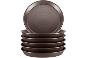 GROWNEER 6 Packs 30 CM Plant Saucer Plant Drip Trays, Plastic Plant Trays for Pots, Heavy Duty Pot Drip Trays for Indoors Outdoor Flower Planters, Brown