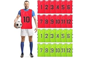 TESIN 24 Stück Fußball Leibchen Herren Trainingsleibchen, 63 x 43 cm Team-Spiel Bibs für Jugend, Westen fürs Teamtraining für Erwachsene Football, Basketball, Volleyball (12 x Rot, 12 x Grün)