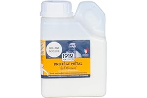 1919 BY MAULER - Vernis Métal Antirouille Le Défenseur - Brillant Incolore - 0,5L - Multisupport intérieur/extérieur – Fer, Cuivre, Laiton – Résiste à l’Usure, Chocs et Intempéries