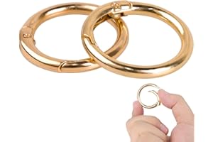 DAJISI 2 PCS Gold Key Ring, Gold Carabiner 1 Inch Circle Carabiner Snap Clip Trigger Spring Keychain Clip Heavy Duty Metal O Ring Clips DIY Accessories for Keychains Bag Handbag