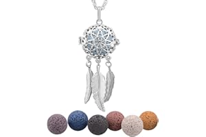 INFUSEU Bisuteria Mujer, Colgante Aromaterapia Collar Aroma Plateado Difusor Aceites Esenciales Joyeria Personalizada Joyas De Mujer