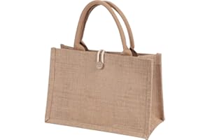 Cdemiy Borsa Portatile in Iuta Naturale, Borsa per la Spesa Portatile, grande borsa portatile riutilizzabile in tela con fodera impermeabile, per riporre oggetti vari, shopping, fai da te