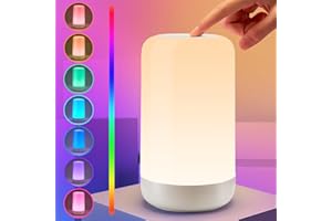 PIKOY Rechargeable Lamp, RGB&10 Brightness Touch 1800mah Cordless & Rechargeable for Bedroom & Touch Lamps Portable Lamp for Bedroom,Night Light Kids Night Light Baby, Adult Gifts