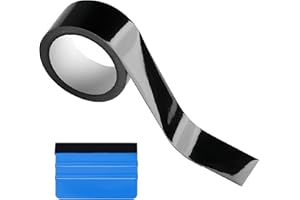 DACATOOW 3cm x 10m Gloss Black Vinyl Wrap for Cars - Automotive Grade Self-Adhesive Film with Squeegee for Chrome Delete, Window Trim & Door Sill Protection (High Gloss Finish)