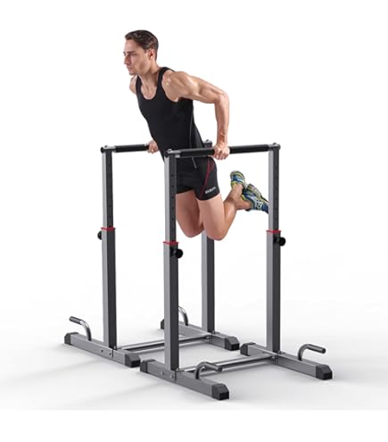 Adjustable Adjustable Dip Bar Station - Heavy Duty , Width & Height Adjustable, 350 Lb Capacity For Home Gym Parallel Bars