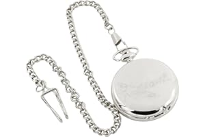 GTR-Prestige Giftware Engraved Spitfire Design Silver Pocket Watch in a Gift Box