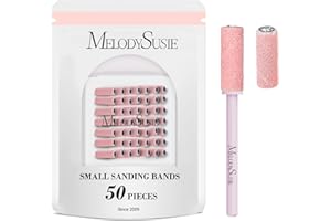 MelodySusie 50 Pièces Embouts pour Ongles, Petites Bandes de Ponçage avec Mèche de 3,1 mm, 180 Grain Ultra Fin Lime à Ongles pour les Ongles en Acrylique (Rose, 180 Grain)