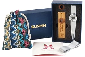 SUNYIN Holz Metal Kazoo, sch? ne Geschenkbox f¨¹r Erwachsene, Geschenkpaket mit Musikinstrumentenspielzeug f¨¹r alle Altersgruppen, einfachstes Instrument (Splitter)