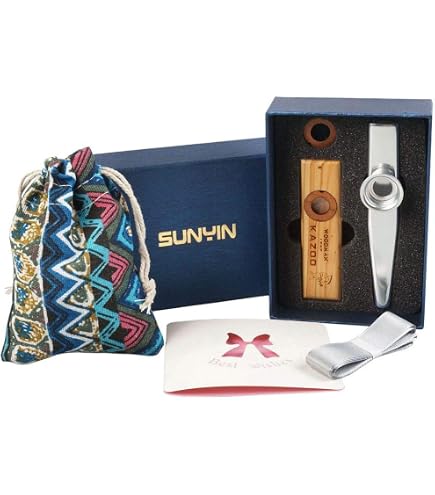 SUNYIN Kazoo-Set – Holz- Und Metall-Kazoo In Geschenkbox, Einfaches Musikinstrument Für Kinder & Erwachsene, Blau