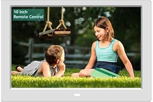 YOUYU Digital Photo Frame USB 10.1 Inch with 16GB Card & Remote Control, IPS HD Digital Picture Frame with Music/Video Player/Calendar/Alarm, Digital Photo Frame Sd Card with USB Port, Gifts for Elders
