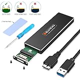 ELUTENG M2 to USB Adapter M.2 SATA NGFF Enclosure Support All SATA B and B + M key SSD NGFF Caddy with USB 3.0 Cable *** Not Support PCIE/NVME/M key SSD
