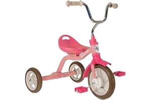 Italtrike - Tricycle Super Touring - 10 Pouces - avec Grand Cale-Pied Arrière - Selle avec Dossier, Réglable 3 Positions - Dès 2 Ans - Look Vintage - Couleur Rose