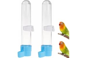 PLUSHPLUMAGE Automatic Bird Waterer Feeder, 2PCS Seed Container for Cage,Water Dispenser, Parakeet Cockatiel Accessories, Automatic Feeding for Finch Lovebird Canary Small Birds (Blue)