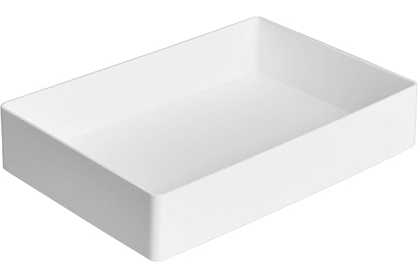 Amazon Basics Rectangulaire Organiseur en plastique à accessoires Grand format, 24 x 17 x 5 cm, Blanc
